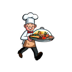 Catering Service Logo Cartoon Illustration Art With A Transparent Background Generative AI.