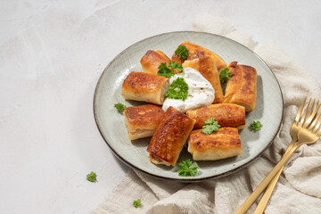 Crepes stuffed with meat