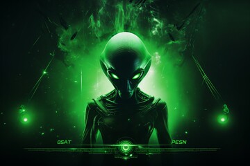 Cryptic and mysterious green alien. Beautiful illustration picture. Generative AI
