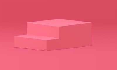 3d staircase pink platform stand with steps elegant isometric interior decor element vector