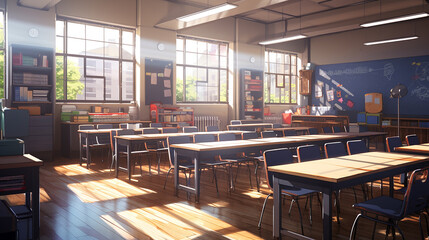 Dynamic Learning Space. Professional School Classroom Illustration