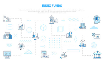 index funds concept with icon set template banner with modern blue color style