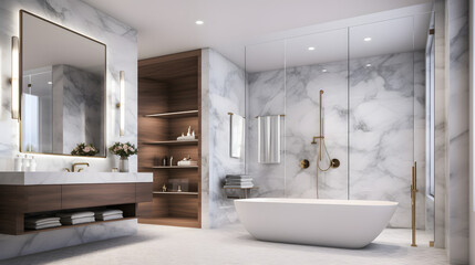 Fototapeta na wymiar badezimmer innenausstattung zuhause bad design spiegel sinken