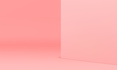Pink 3d studio space room elegant interior feminine product commercial presentation realistic vector