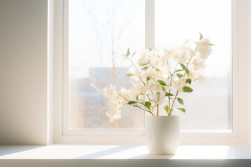 Minimalistic Light White Interior with Green Plant