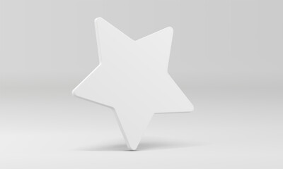 White 3d star modern elegant abstract decorative wall at neutral studio background realistic vector