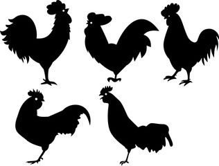 rooster silhouettes vector