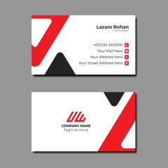 Vector red and white modern business card design template