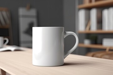 Fototapeta na wymiar White blank mug mockup photo realistic illustration - Generative AI.