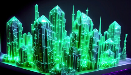 glowing green  crystal city
