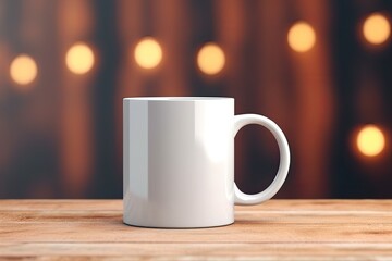 White blank mug mockup photo realistic illustration - Generative AI.