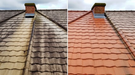 Fototapeta premium Before and after roof maintenance