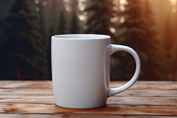 White blank mug mockup photo realistic illustration - Generative AI.
