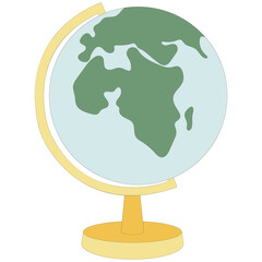 Globe on a white background. School element. Geography subject. Vector illustration.