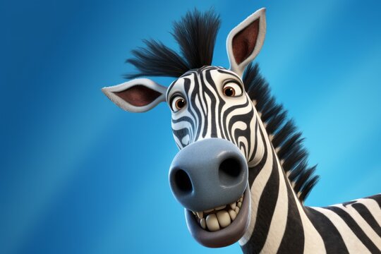 Funny cartoon style zebra. Beautiful illustration picture. Generative AI