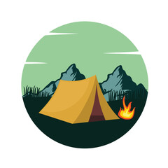 camping logo vector art illustration design
