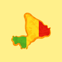 Mali - Map colored with the flag