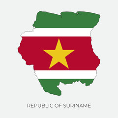 Suriname map and flag. Detailed silhouette vector illustration

