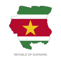 Suriname map and flag. Detailed silhouette vector illustration
