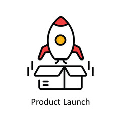 Product Launch Filled Outline Icon Design illustration. Product Management Symbol on White background EPS 10 File