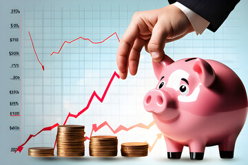 piggy bank and graph. Generative AI