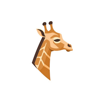 Giraffe head icon in flat style isolated on white background. Animal symbol vector illustration.