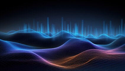 Fototapeta premium A vibrant abstract landscape of light and color emerges from a digitally-crafted combination of lines and dots
