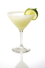 cocktail with lime isolated with white