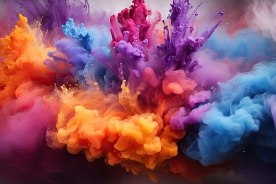 A kaleidoscope of magenta, violet, and purple paint swirls together in a vibrant, abstract masterpiece that radiates a powerful feeling of colorfulness and art