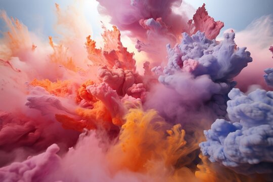 A vibrant smoke cloud painting the sky with a captivating outdoor art display that fills the air with a sense of beauty and wonder