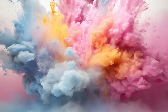 A beautiful, pink smoke cloud painting swirls in the air, bringing with it a vivid display of color and a sense of awe-inspiring artistry