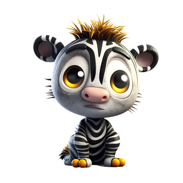 Cute zebra with expression on his face - 3D Illustration