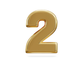 3d rendering of golden number 2
