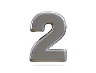 3d rendering of silver number 2