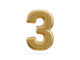 Naklejka premium 3d rendering of golden number 3