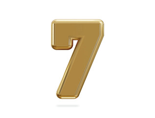3d rendering of golden number 7