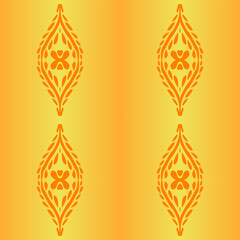 Seamless design vector Beauty flower line art batik ethnic dayak borneo pattern with colourful gradient 