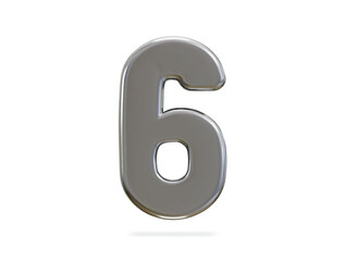 3d rendering of silver number 6