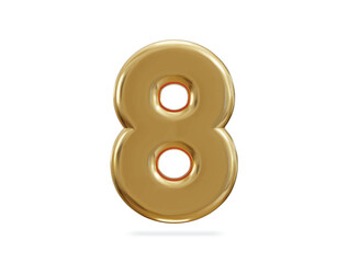 3d rendering of golden number 8