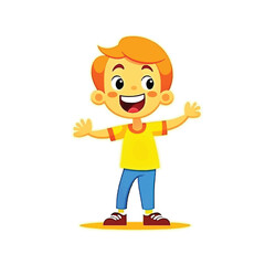 Enthusiastic boy illustrates