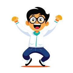 Enthusiastic boy illustrates