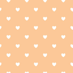 Seamless white heart pattern on pink background.Simple heart shape seamless pattern in diagonal arrangement. Love and romantic theme background.