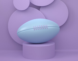American football ball on cylinder podium with steps on monochrome