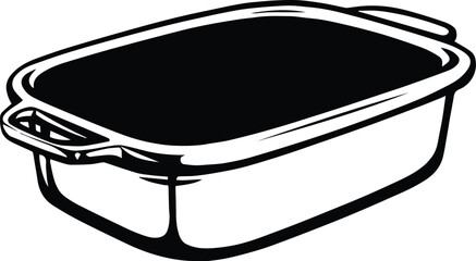 Baking Dish Logo Monochrome Design Style