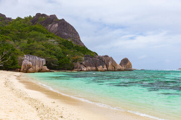 Fototapeta na wymiar Landscape of Anse Source d'Argent beach, La Digue, Seychelles