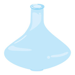 Cute transparent blue glass flower vase, jar. Isolated on white background, flat design, EPS10 vector