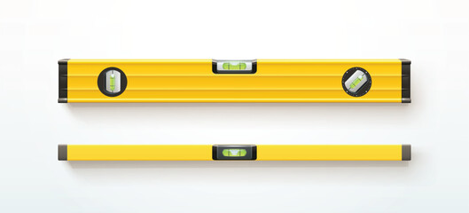yellow spirit levels various views on white