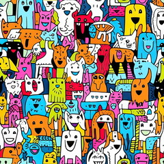 seamless pattern of Dog Doodle