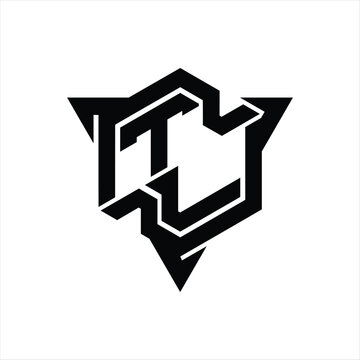 recommend clip art: TL Logo monogram hexagon shape with triangle outline gaming style design