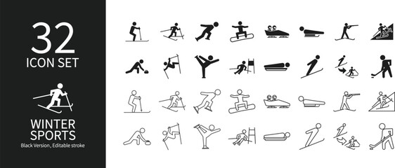 Pictogram set related to winter sports